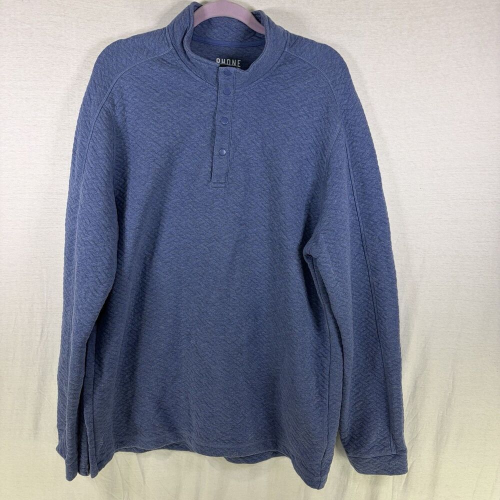 Rhone Sweater Mens XLarge Blue Gramercy Quilted Pullover 1/4 Snap Fleece Casual